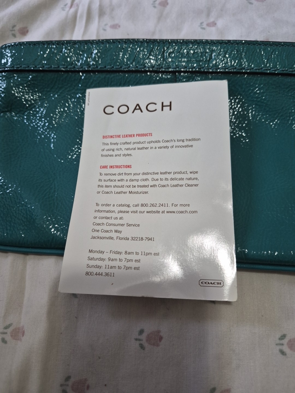 Coach Teal Patent Leather Wristlet Clutch